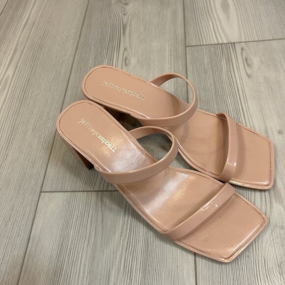 Jeffrey Campbell Size 9 Jamm Mule in Nude Beige Rubber 2” Heel Slip On - Picture 5 of 7